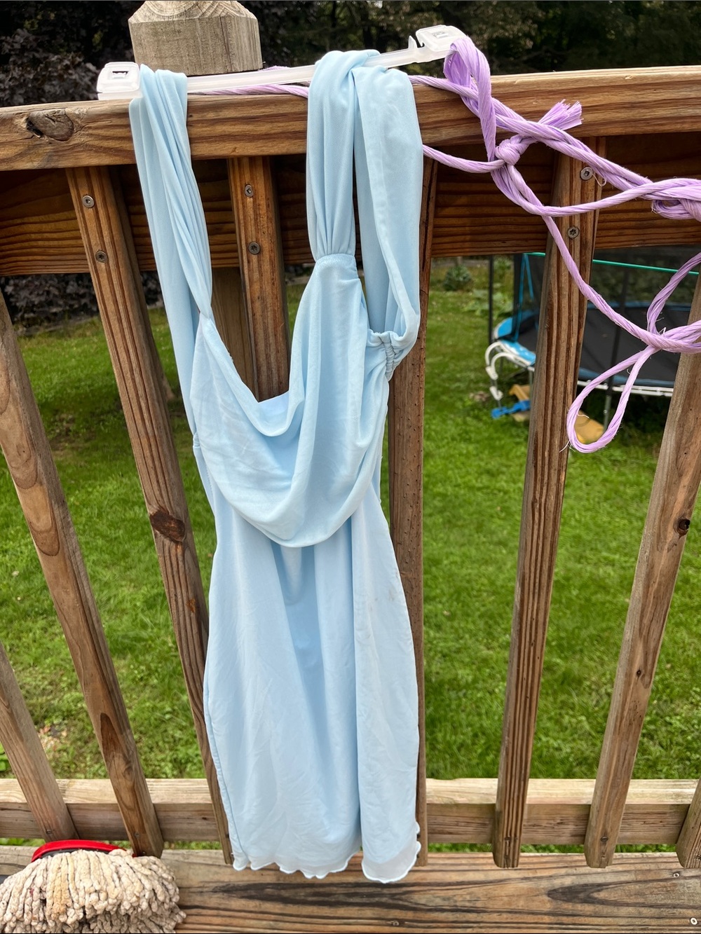 Beginning Boutique Light Blue Maxi Dress with Draped Neckline